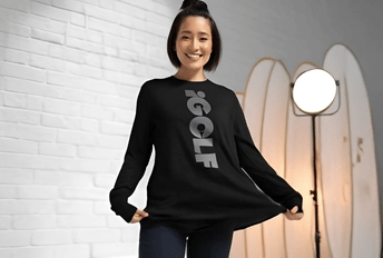 iGOLF iCON "Warmup" Tee [Black] - Premium, Long Sleeve, Mid-Weight, Unisex T-Shirt