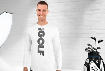 iGOLF iCON "Warmup" Tee [White] - Premium, Long Sleeve, Mid-Weight, Unisex T-Shirt